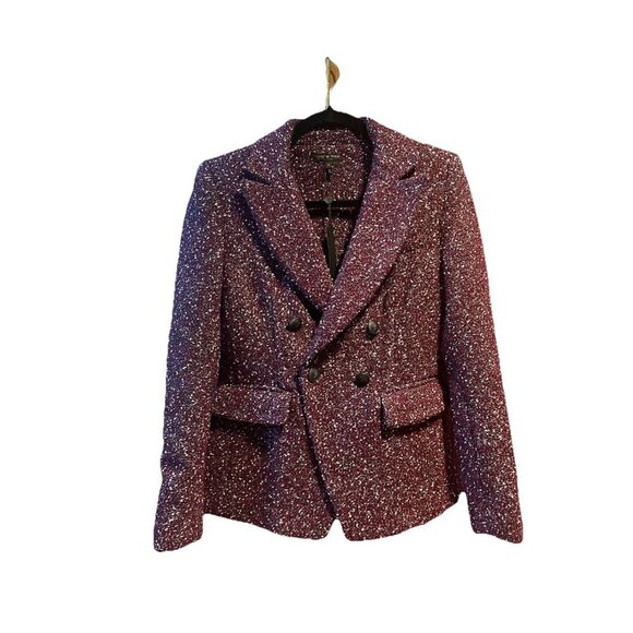 NWT RAG & BONE "Preston" Burgundy Tweed Boucle Double Breasted Blazer Jacket 2 - Picture 14 of 16